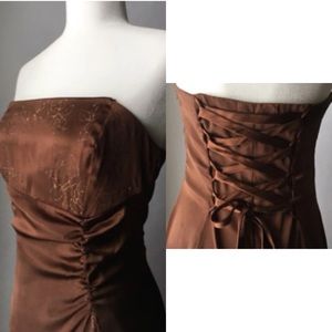 CORSET-BACK BROWN/GOLD GOWN